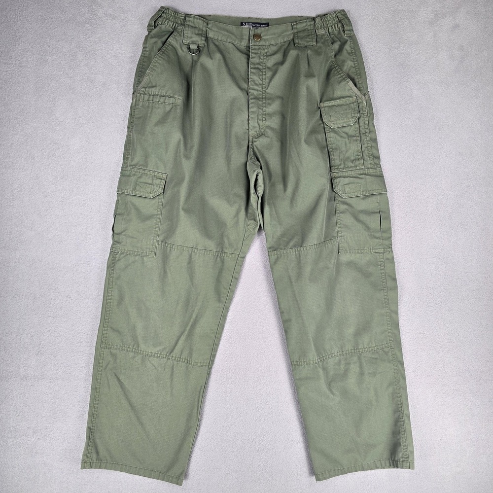 5.11 Tactical Pants Mens 36x30 Green Cargo Elastic Waist Ripstop Workwear